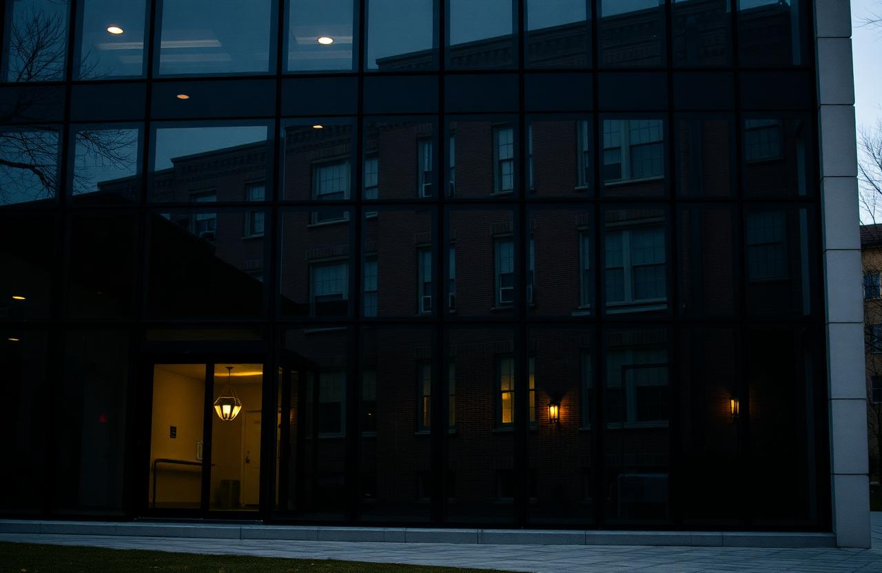 Modern glass office reflecting a historic brick facade in the Lehigh Valley